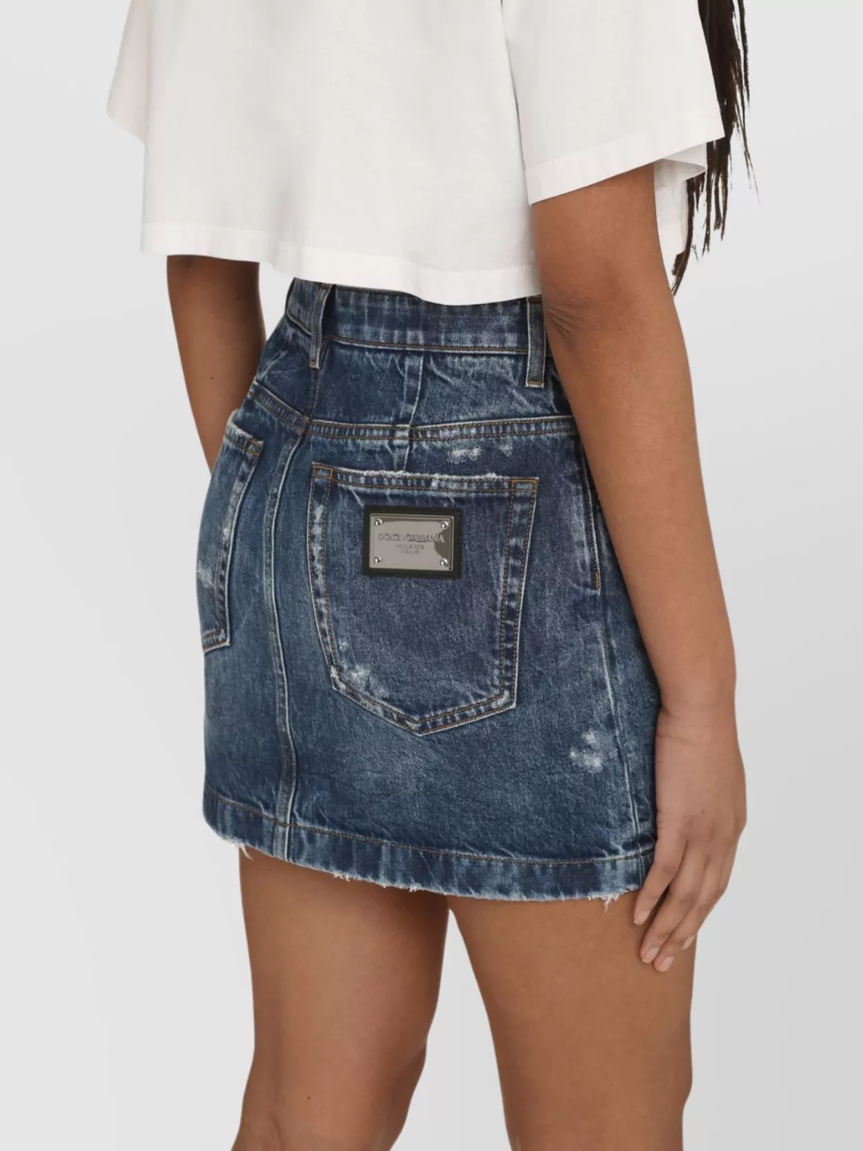 Dolce & Gabbana Distressed Denim Miniskirt