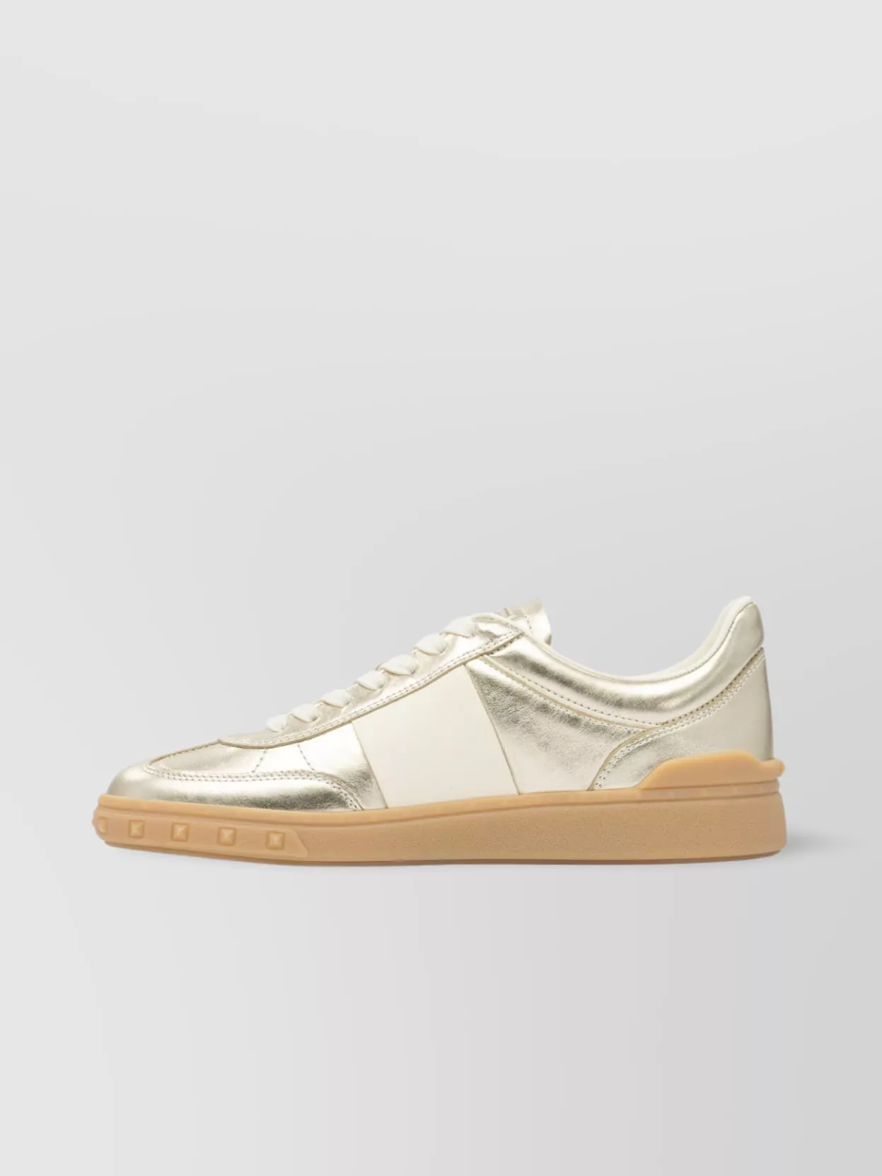 Valentino Garavani Women Gold Laminated Calfskin Upvillage Sneakers In Neutral