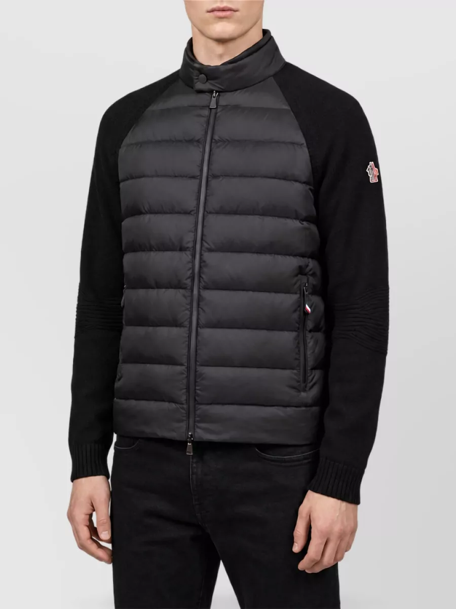 Moncler Grenoble Wool fine-rib padded cardigan