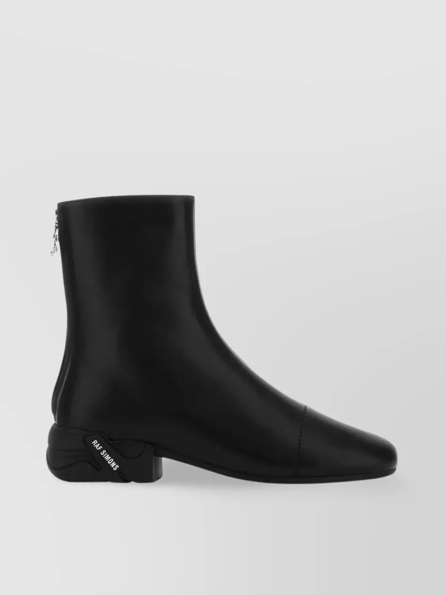 Shop Raf Simons Sculpted Leather Soleil Boots In Black