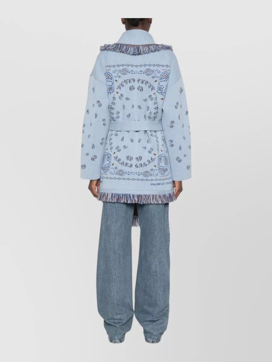 Alanui Cashmere Jacquard Belted Cardigan