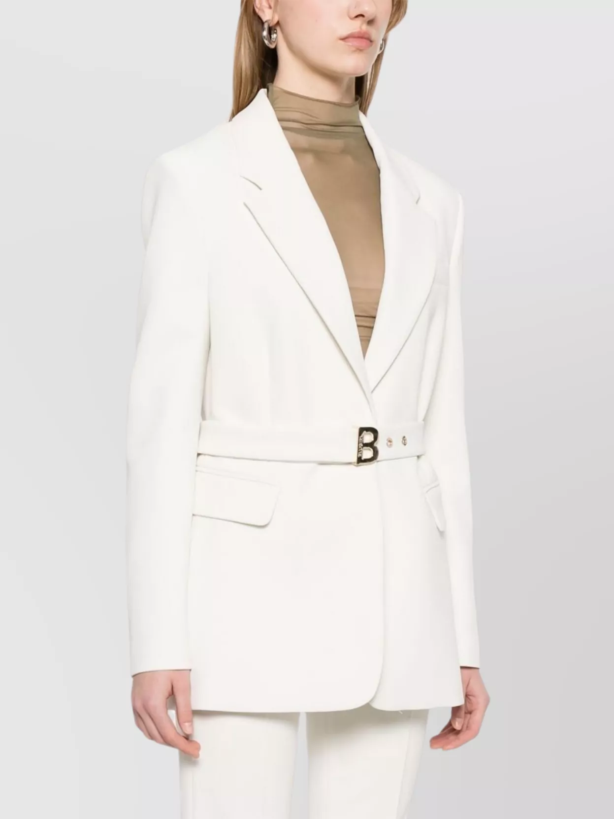 Blugirl Tailored White Blazer With Belted Waist