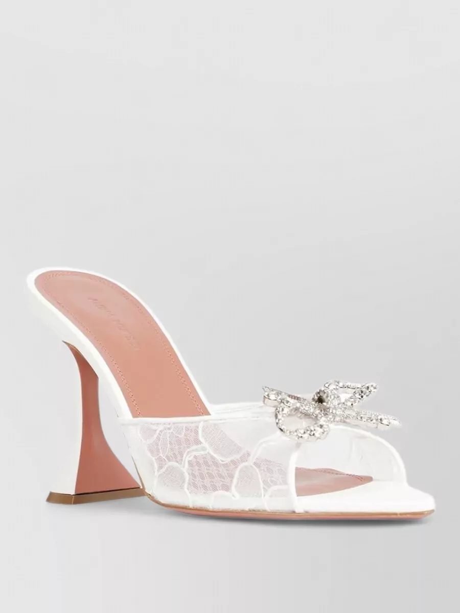 Amina Muaddi Crystal-Embellished Lace Mules