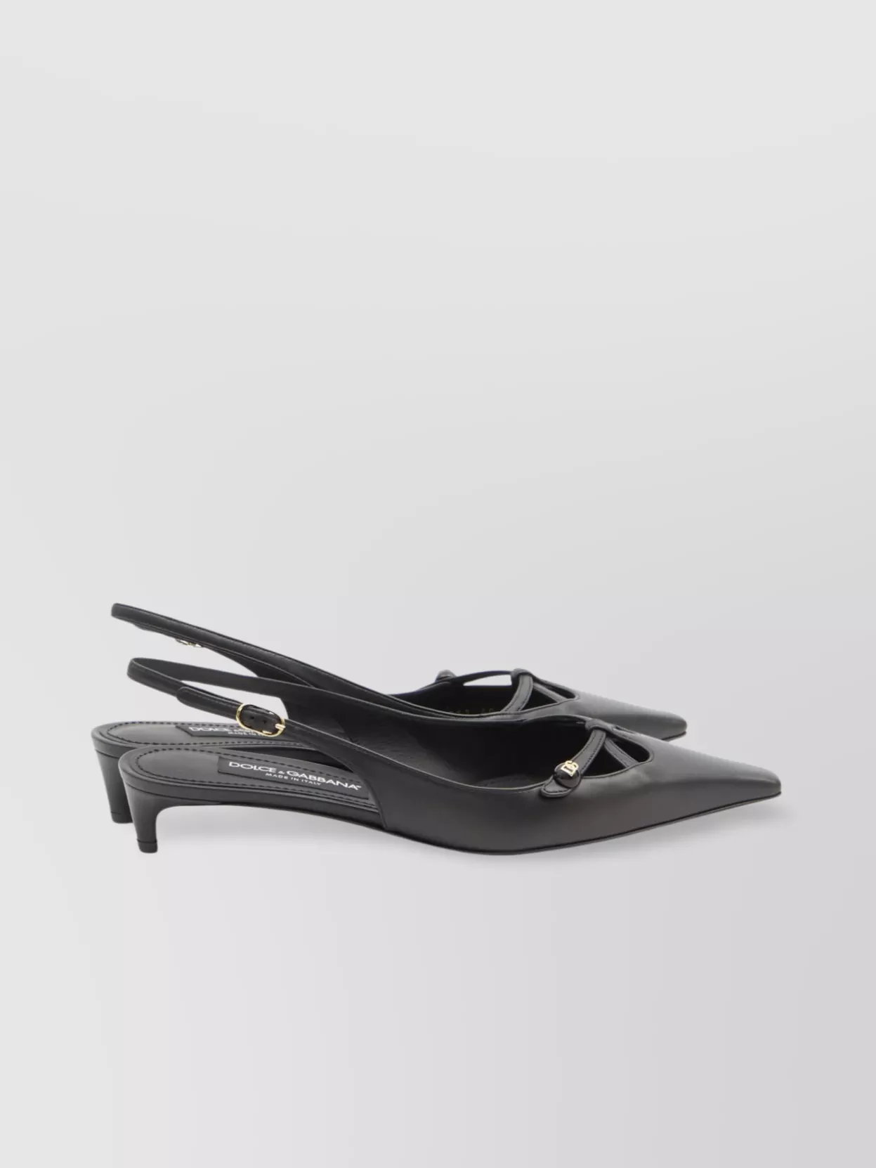 Dolce&Gabbana Logo Slingback Pumps With Cut-Out Square Toe