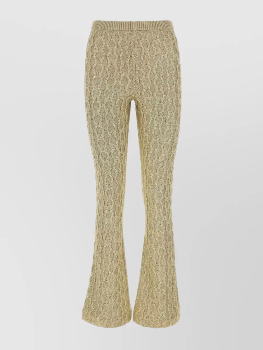 Shop Gucci Viscose Blend Flared Pant With Textured Pattern In Cream