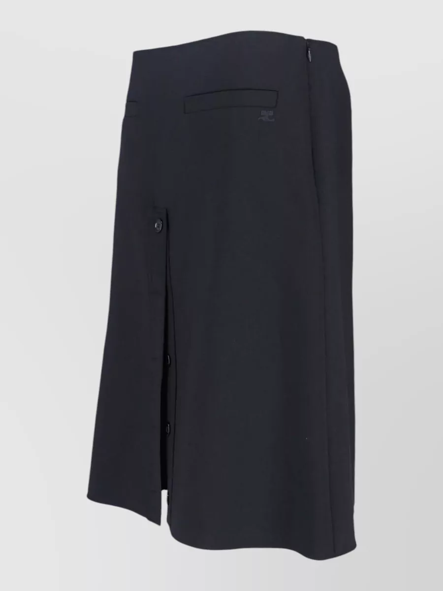 Courrèges Belt Loop Skirt Midi Knee Length Front Slit