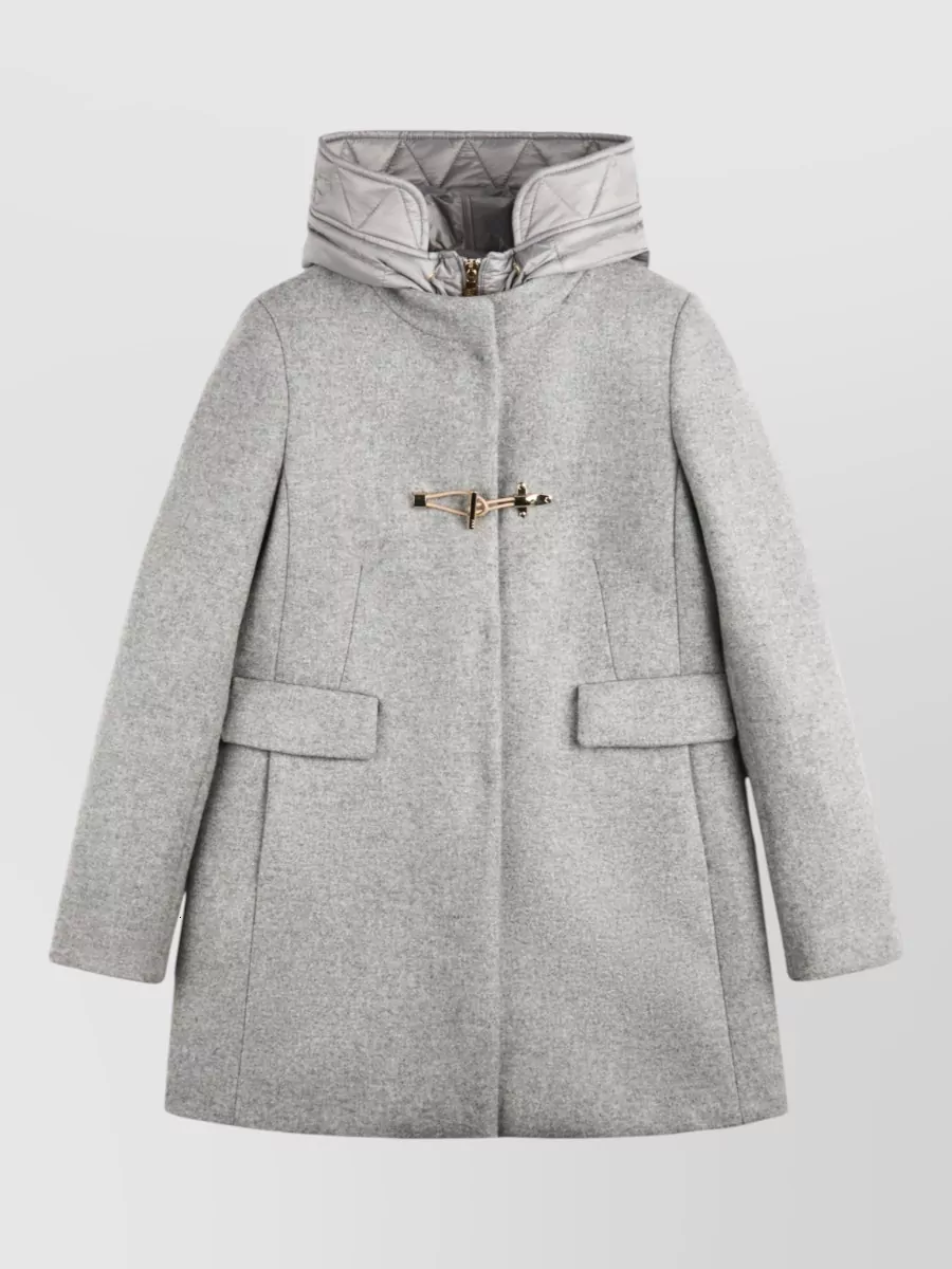 Fay Toggle Coat Db Front Nylon In Gray