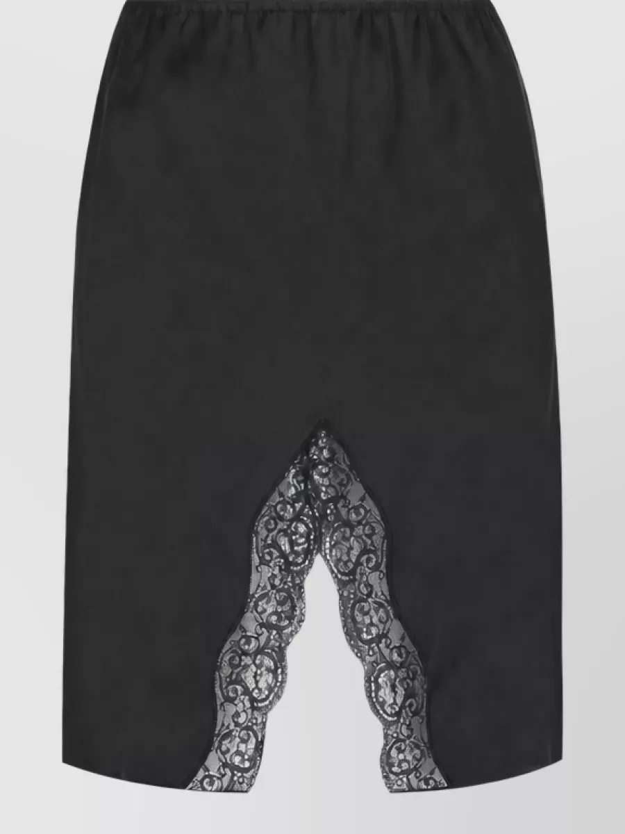 Saint Laurent silk lace midi slip skirt