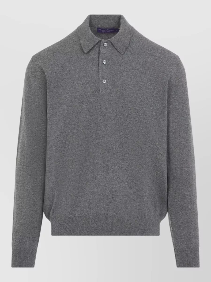 Ralph Lauren Purple Label cashmere fine-knit long-sleeve polo shirt