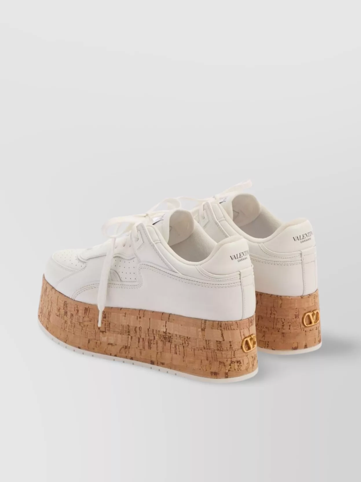 Valentino Leather Platform Sneakers Perforated Detailing