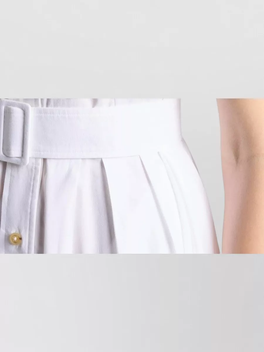 Fay Dress Belted Waist Pleated Skirt Short Sleeves