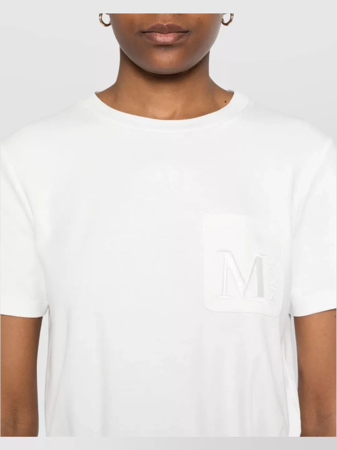 S Max Mara Cotton Crew Neck Top With Chest Pocket
