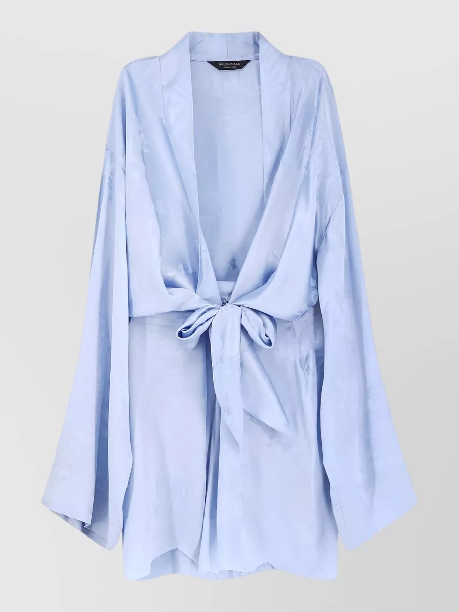 Balenciaga silk wrap v-neck long-sleeve mini dress