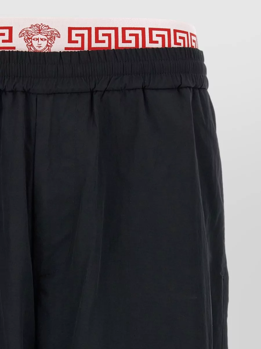 Versace Greca Pattern Beach Joggers Lightweight In Black