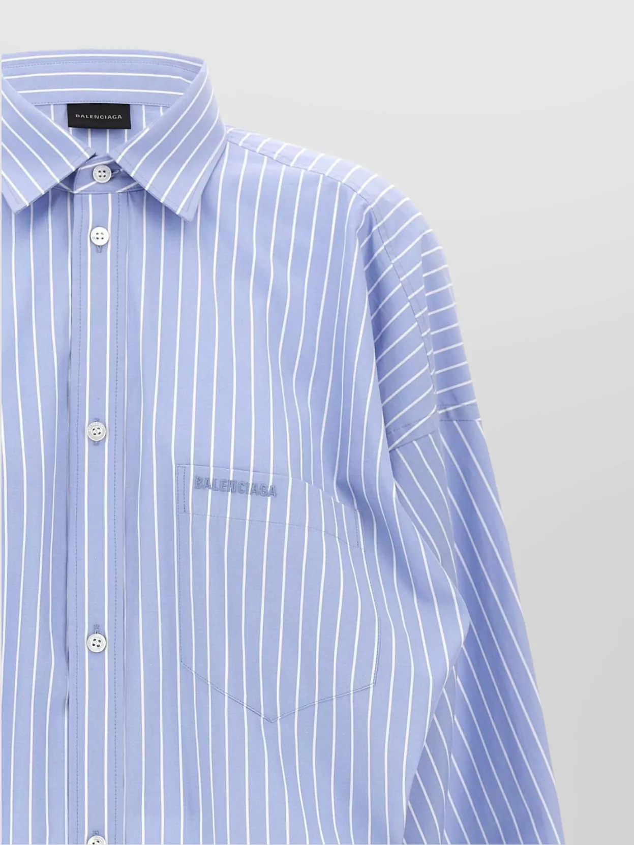 Balenciaga Cut Up Stripe Asymmetric Oversize Cotton Button-up Shirt