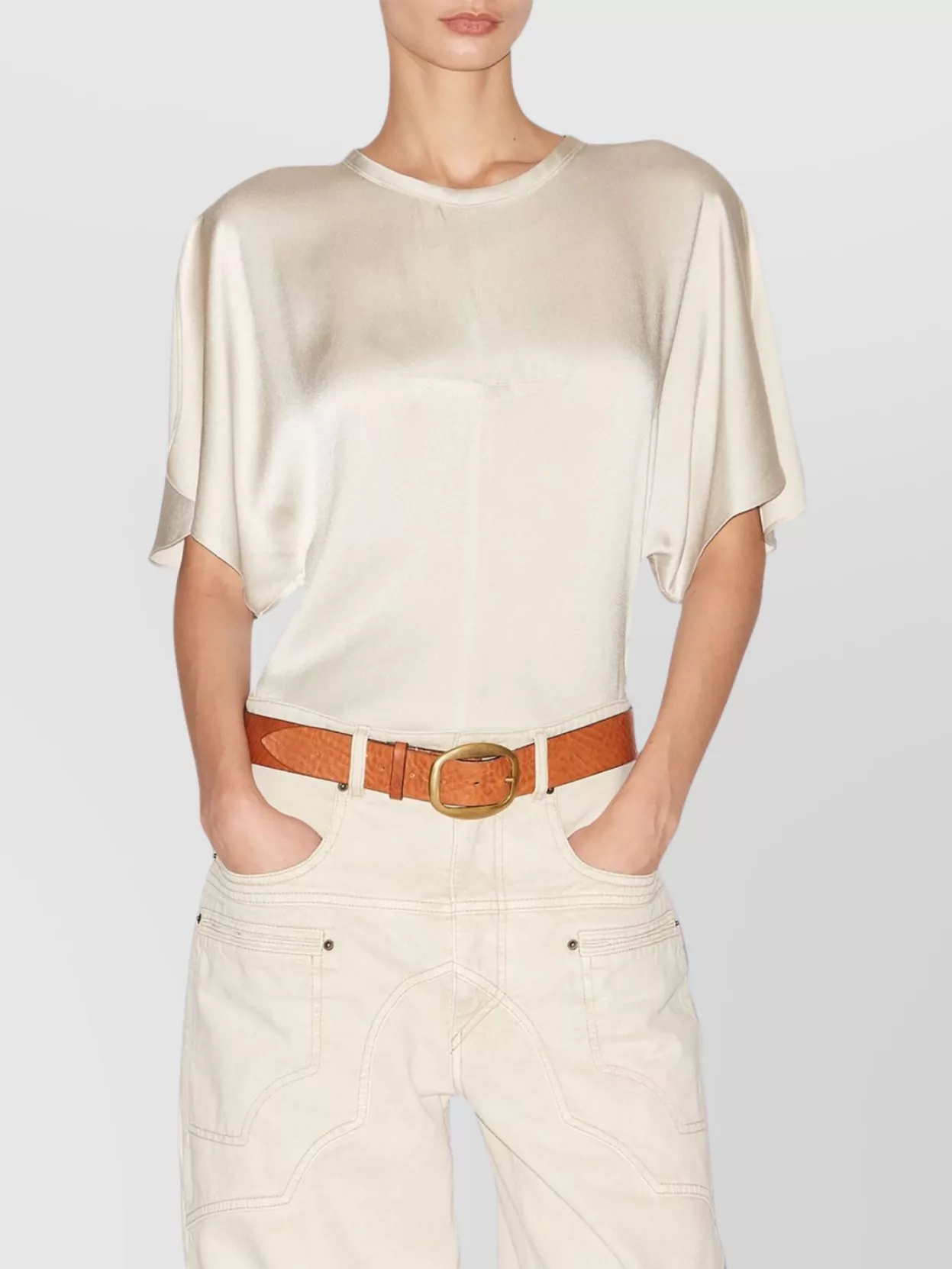 Isabel Marant Satin Finish Crew Neck Blouse