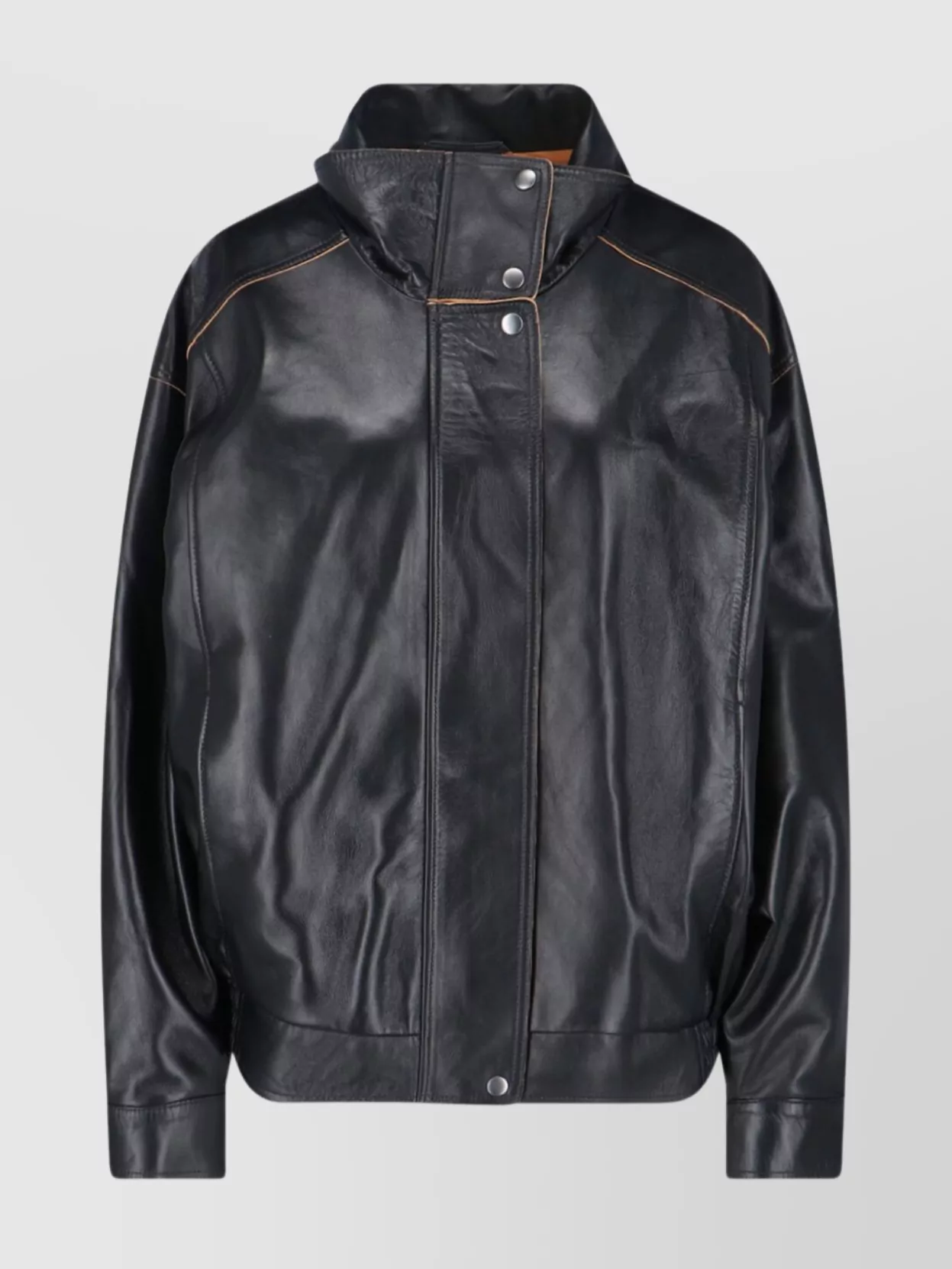 Calvin Klein Modern High Collar Jacket With Contrast Stitching In Black