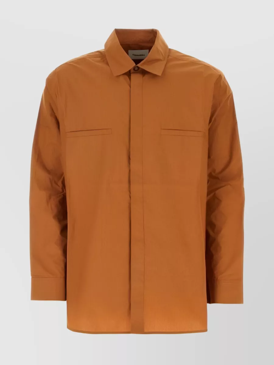Shop Nanushka Damos Lightweight Button-up Shirt In Brown