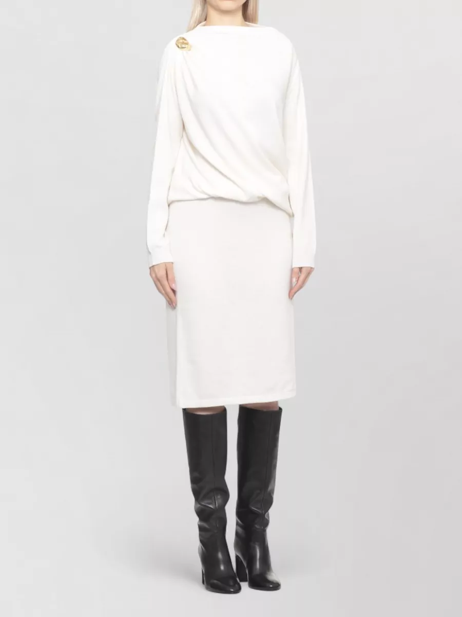 Fabiana Filippi Draped Long Sleeve Knee Length Dress