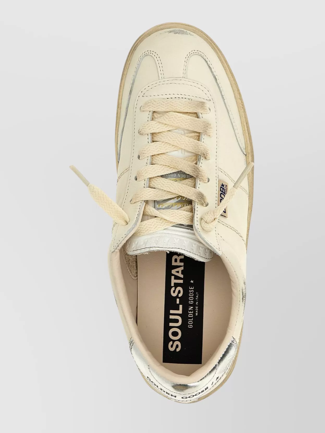 Golden Goose 'star Soul' Distressed Low-top Sneakers With Metallic Accent