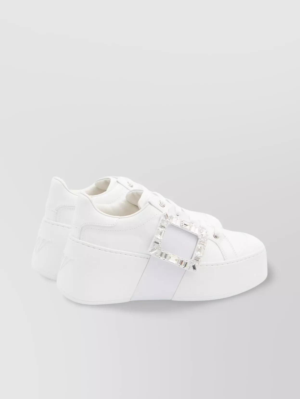 Roger Vivier Leather Skate Sneakers Crystal Buckle