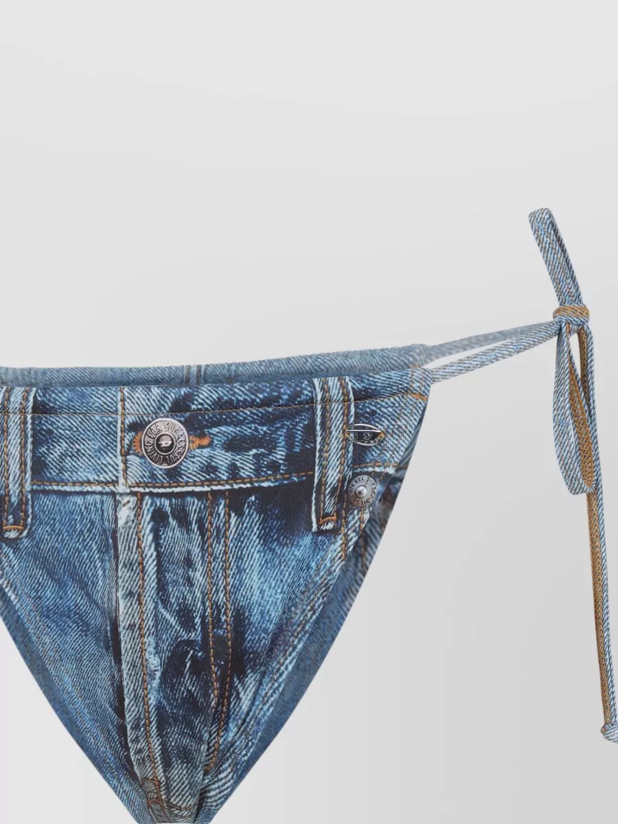 Diesel Jodie Bikini Bottom Denim Look Buttons Pockets