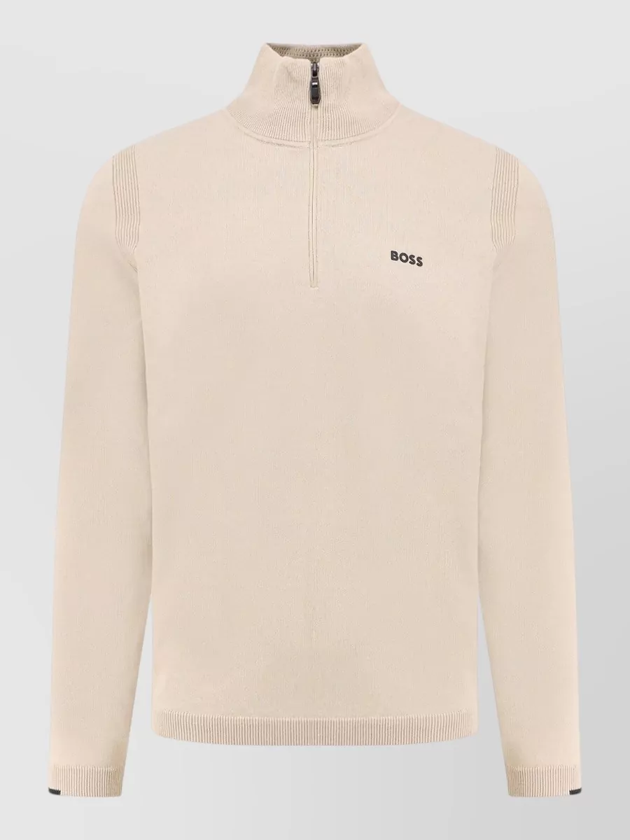 Boss ribbed half zip sweater