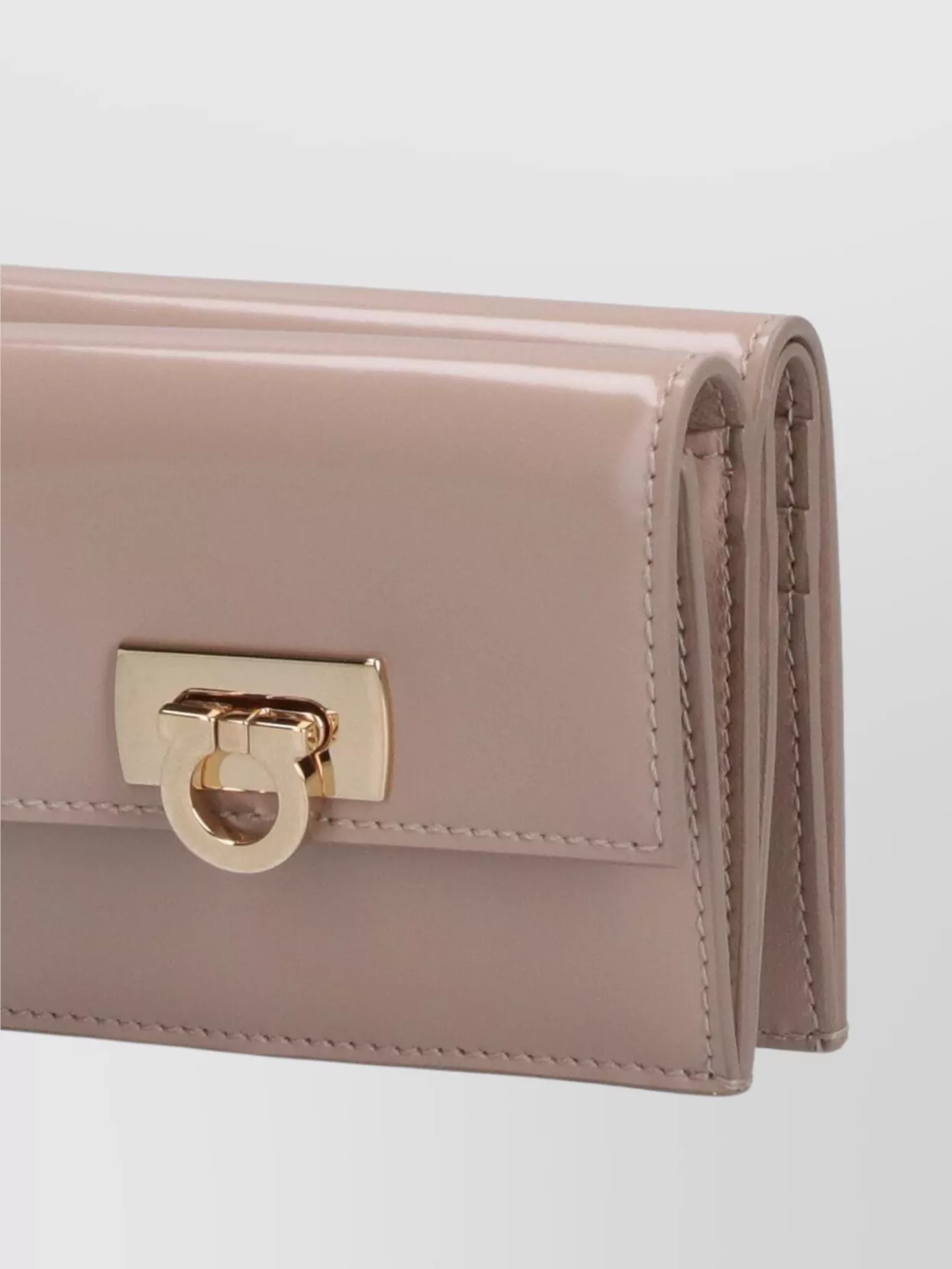 Ferragamo Leather Goods Compact Gold-Tone Hardware
