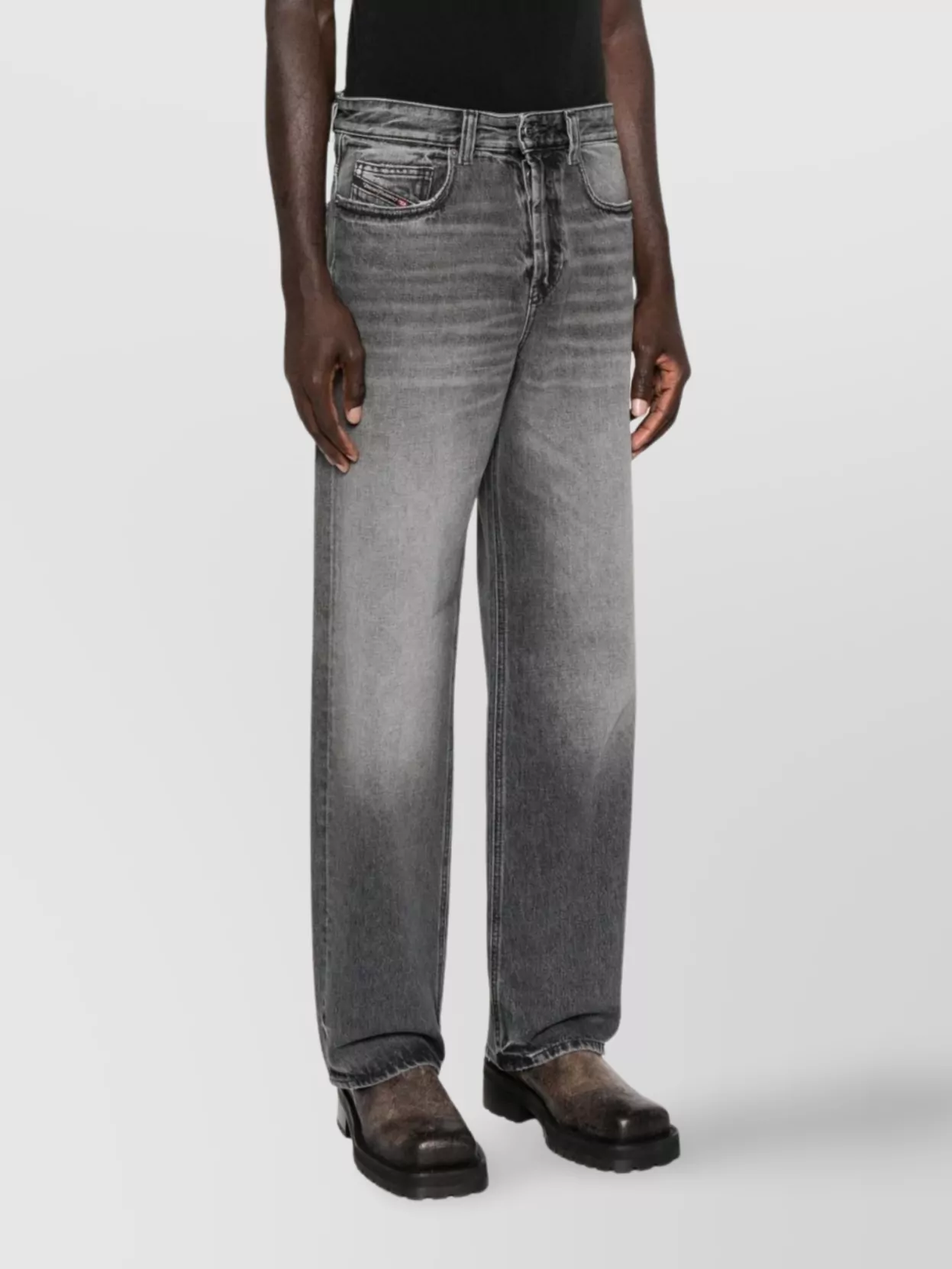 Diesel Straight Trousers With Faded Effect And Belt Loops