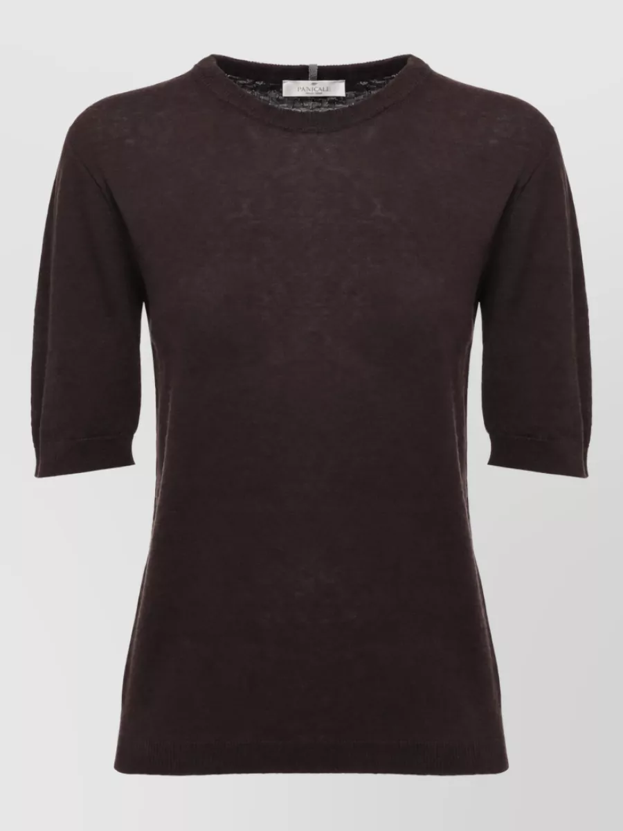Panicale Cashmere ribbed crewneck short-sleeve sweater