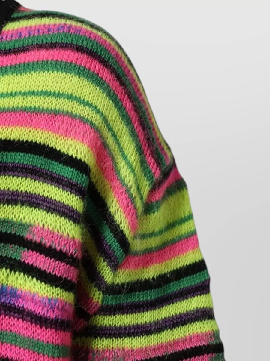 Dolce&Gabbana Striped V-Neck Logo-Knit Jumper
