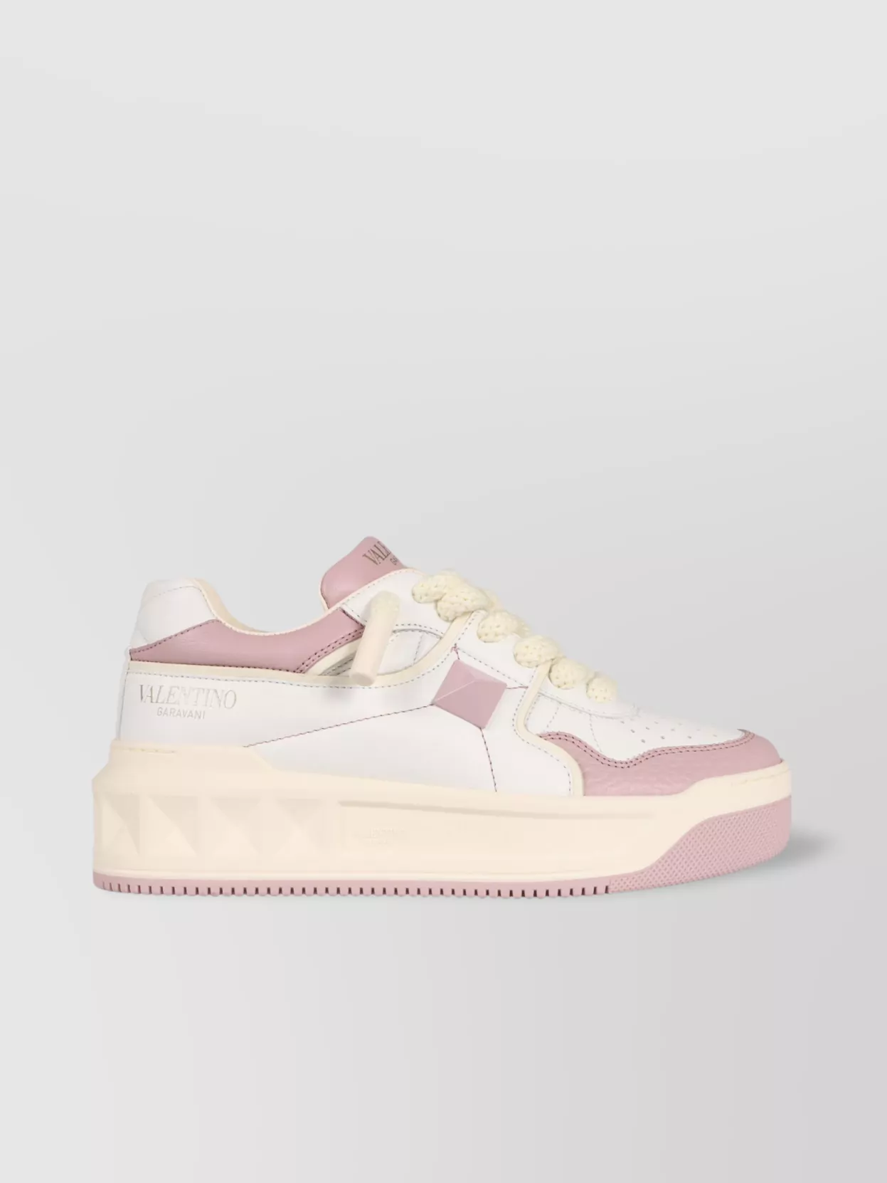 Shop Valentino One Stud Leather Sneakers With Chunky Sole