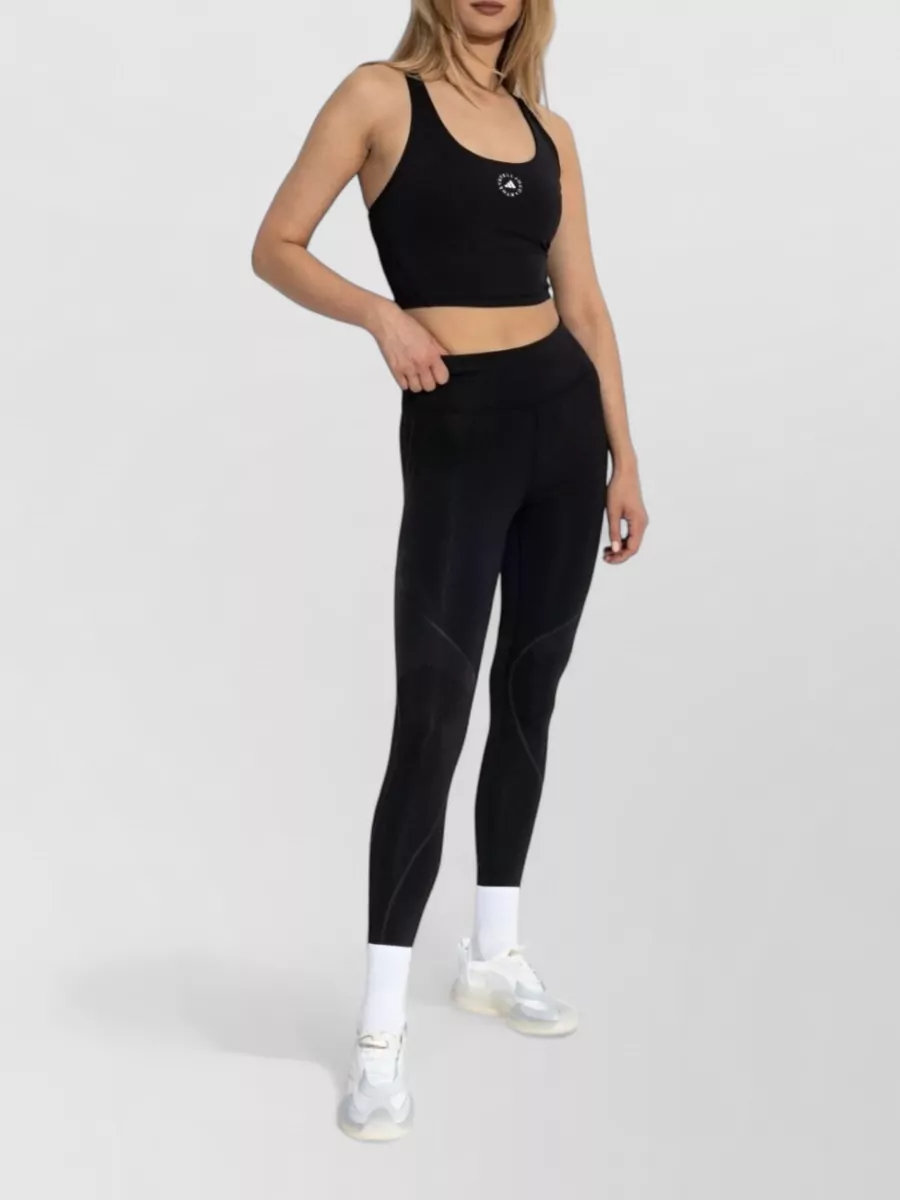 Adidas By Stella Mccartney Cropped Racerback Logo Sports Bra