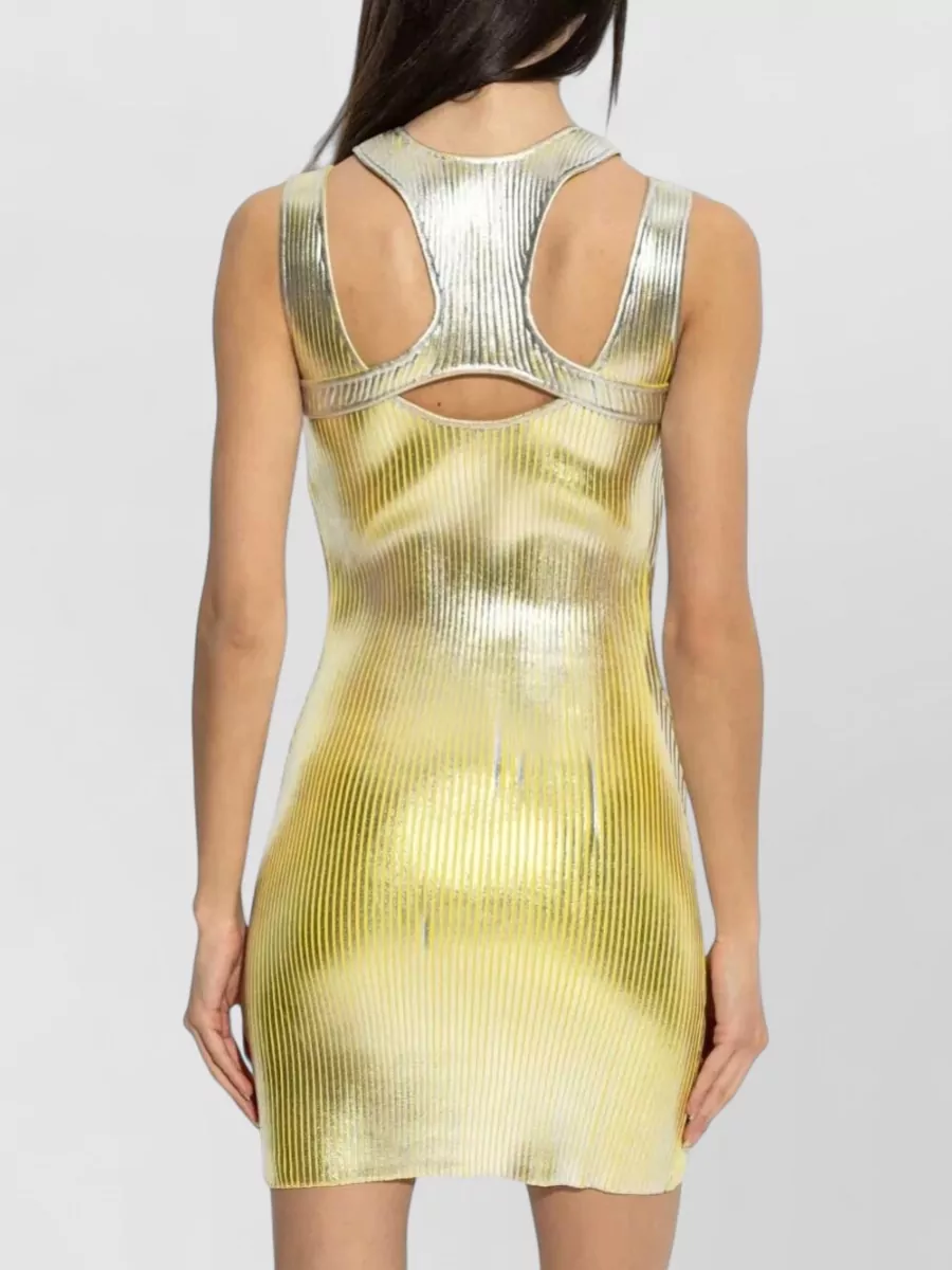 Casablanca Metallic Print Sleeveless Cutout Mini Dress