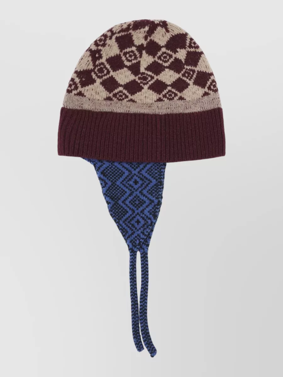 Dries Van Noten wool ribbed knit earflap hat