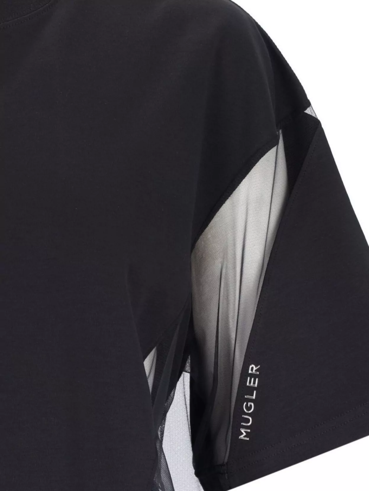 Mugler Short Sleeves Crew Neck Relaxed Fit Mesh Panels