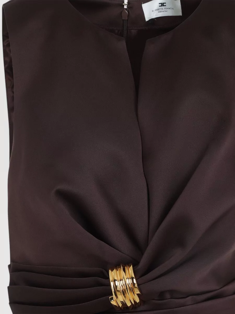 Elisabetta Franchi Duchesse Short Dress Sleeveless Pleated Skirt