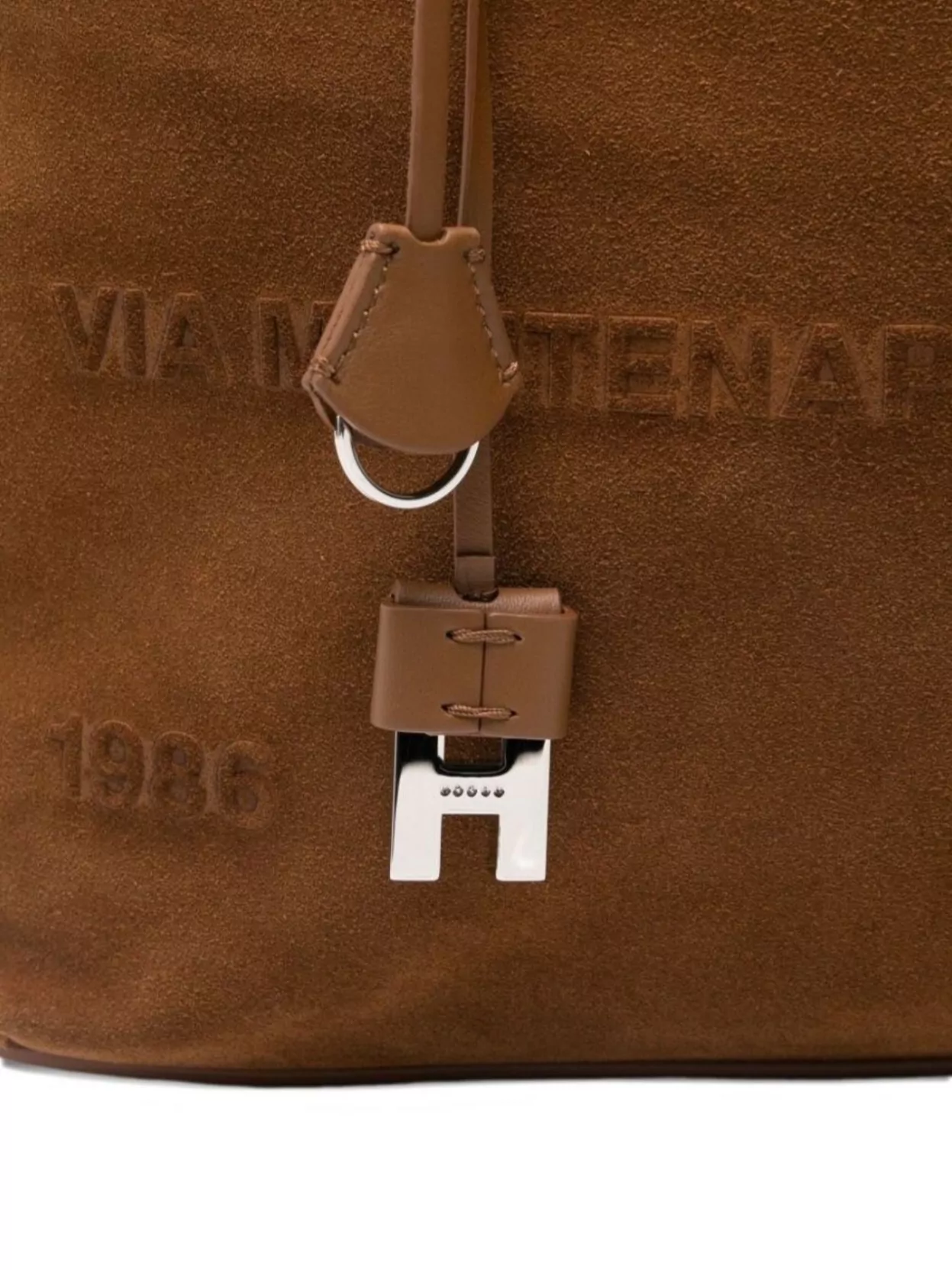 Hogan Medium Leather Tote Bag Detachable Charm