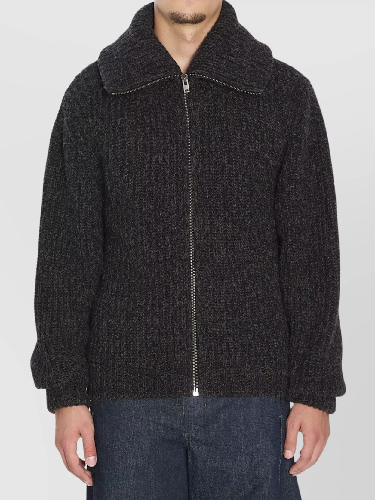 Lemaire Cardigan With Zipper And Stand-Up Collar
