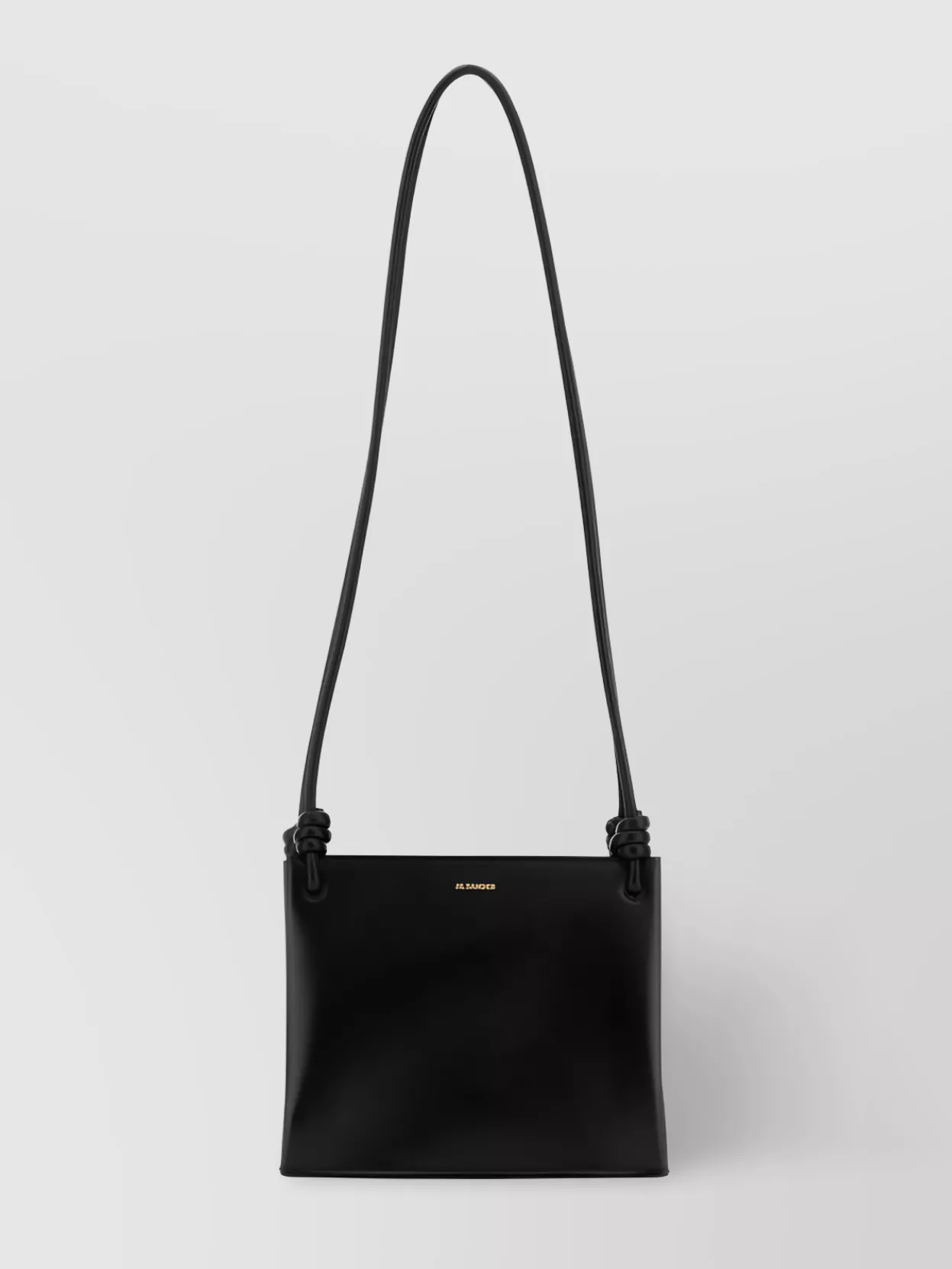 Shop Jil Sander Shoulder Bag With Leather Logo Stamp In Black