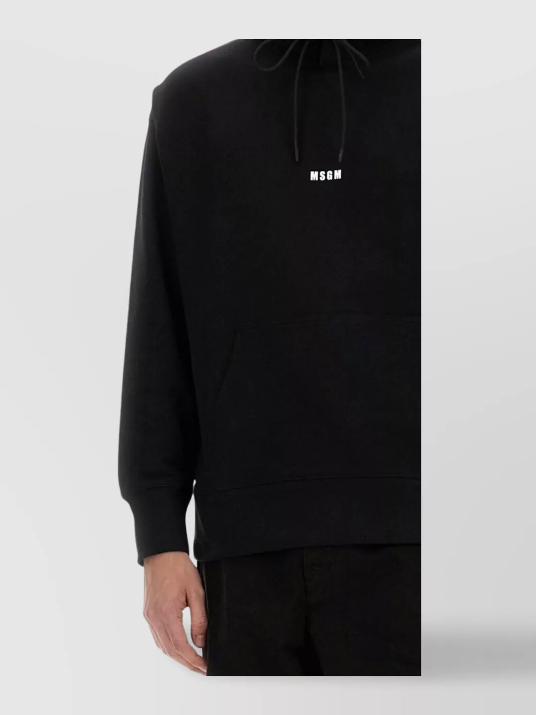Msgm Black Hoodie With Adjustable Drawstring And Subtle Logo