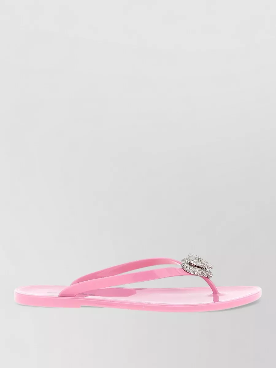 Mach & Mach Crystal-Embellished Double Heart Thong Sandals