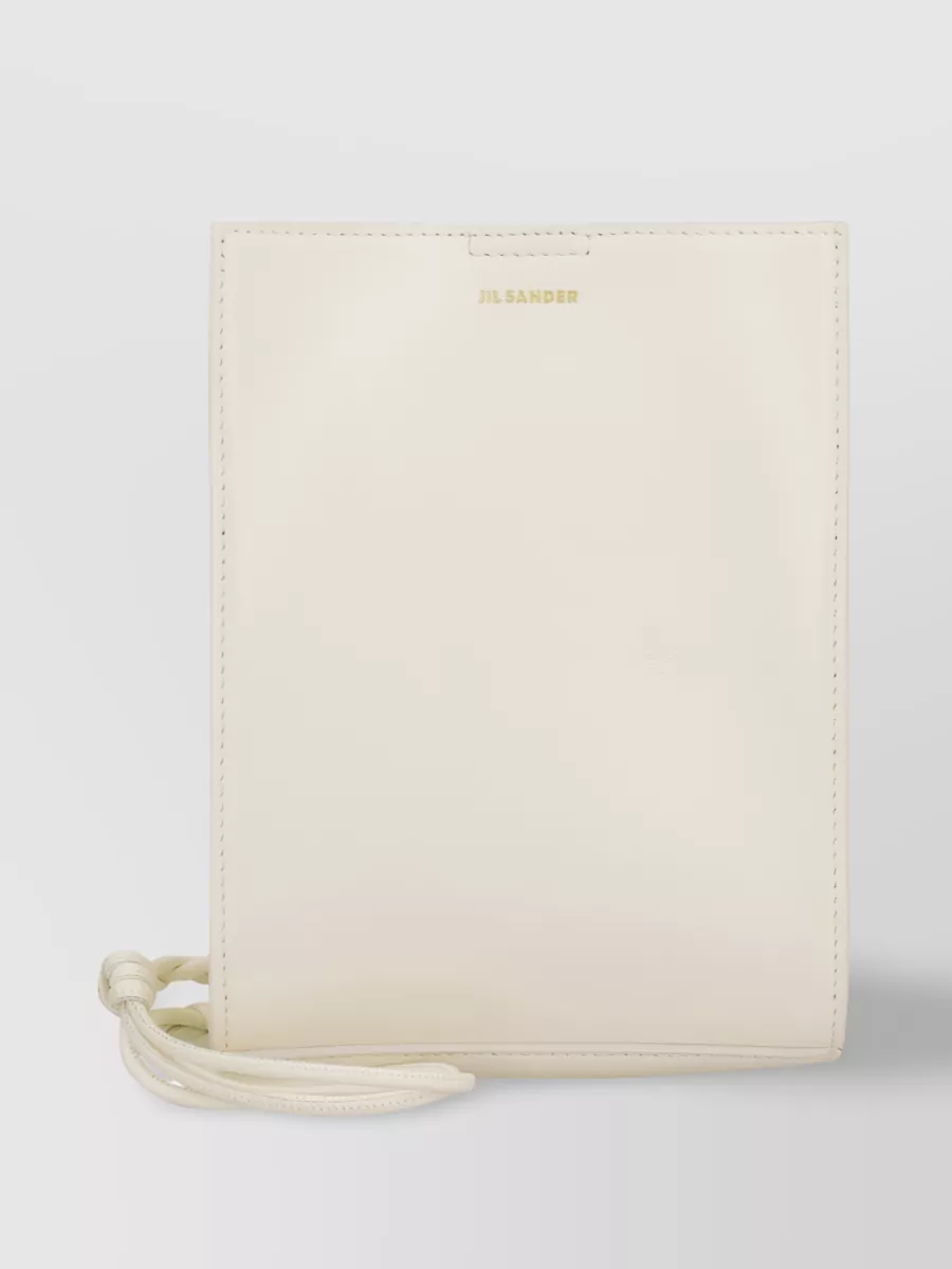 Shop Jil Sander Tangle Knotted Leather Bag In Cream