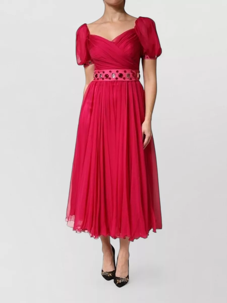 Dolce&Gabbana silk embellished a-line midi dress