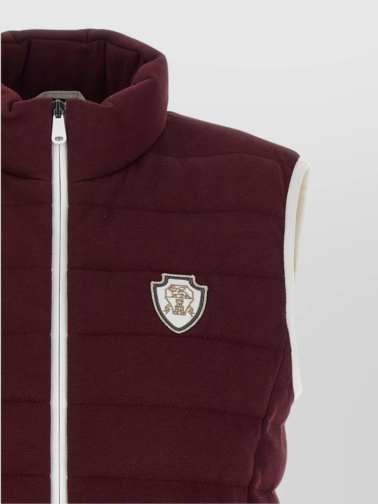 Brunello Cucinelli Logo Quilted High Collar Sleeveless Jacket