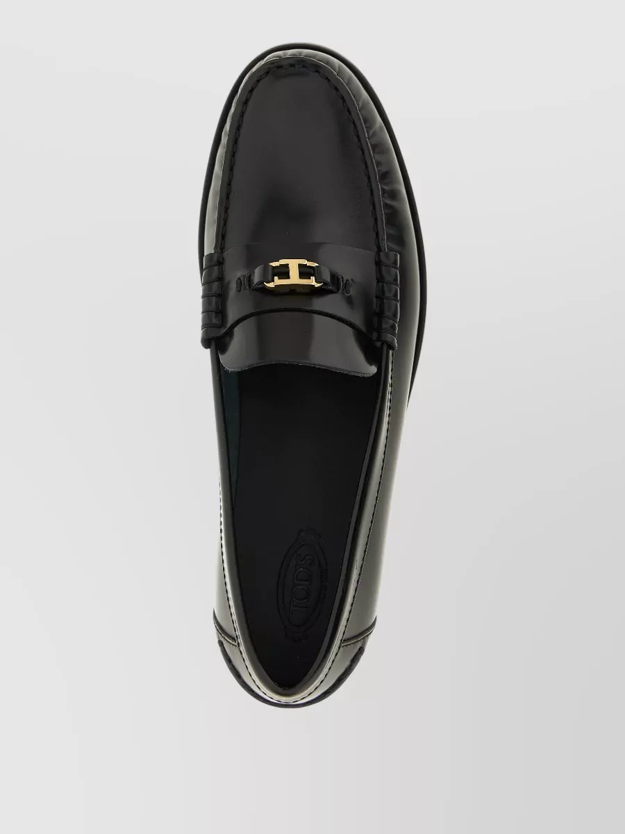 Tod's T Loafers Round Toe Gold Hardware Stitching