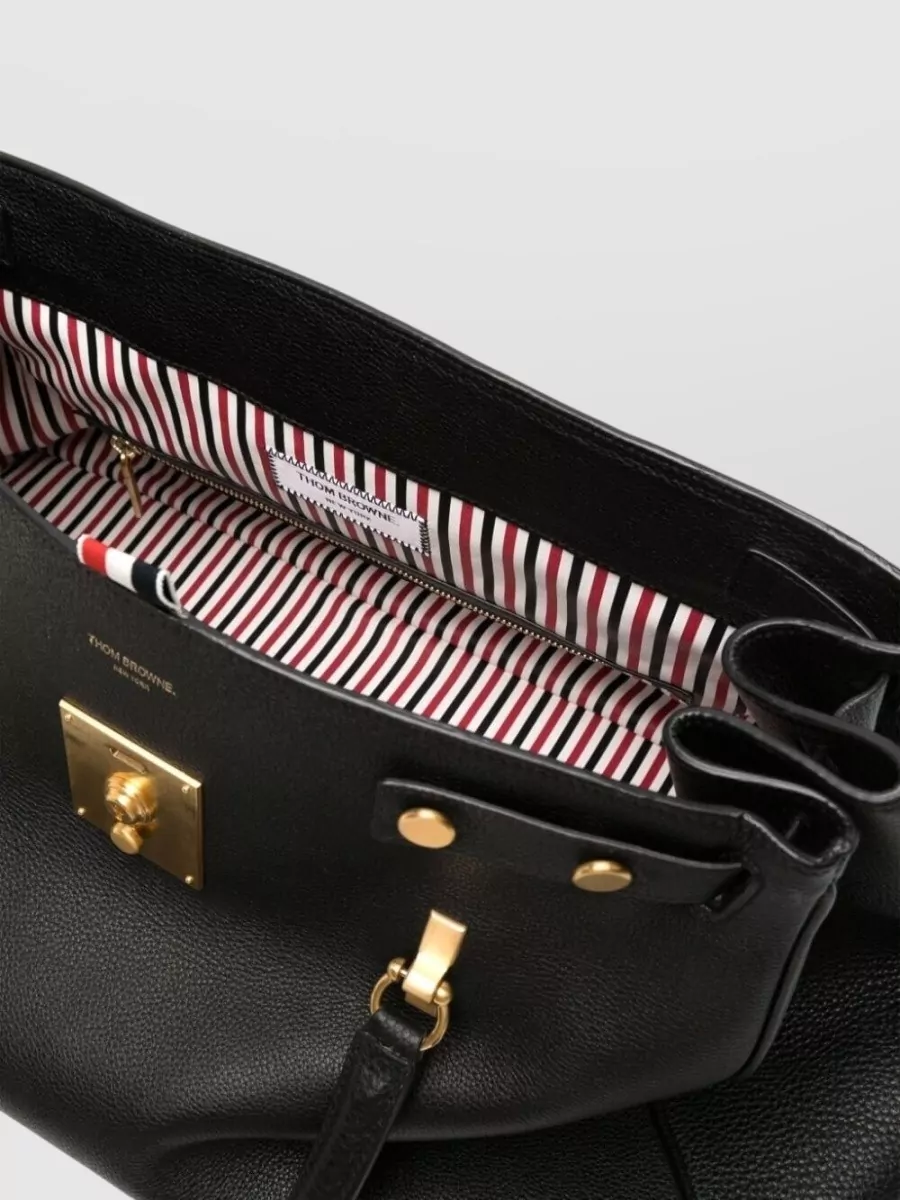 Thom Browne Pebble-Grain Leather Clutch Bag