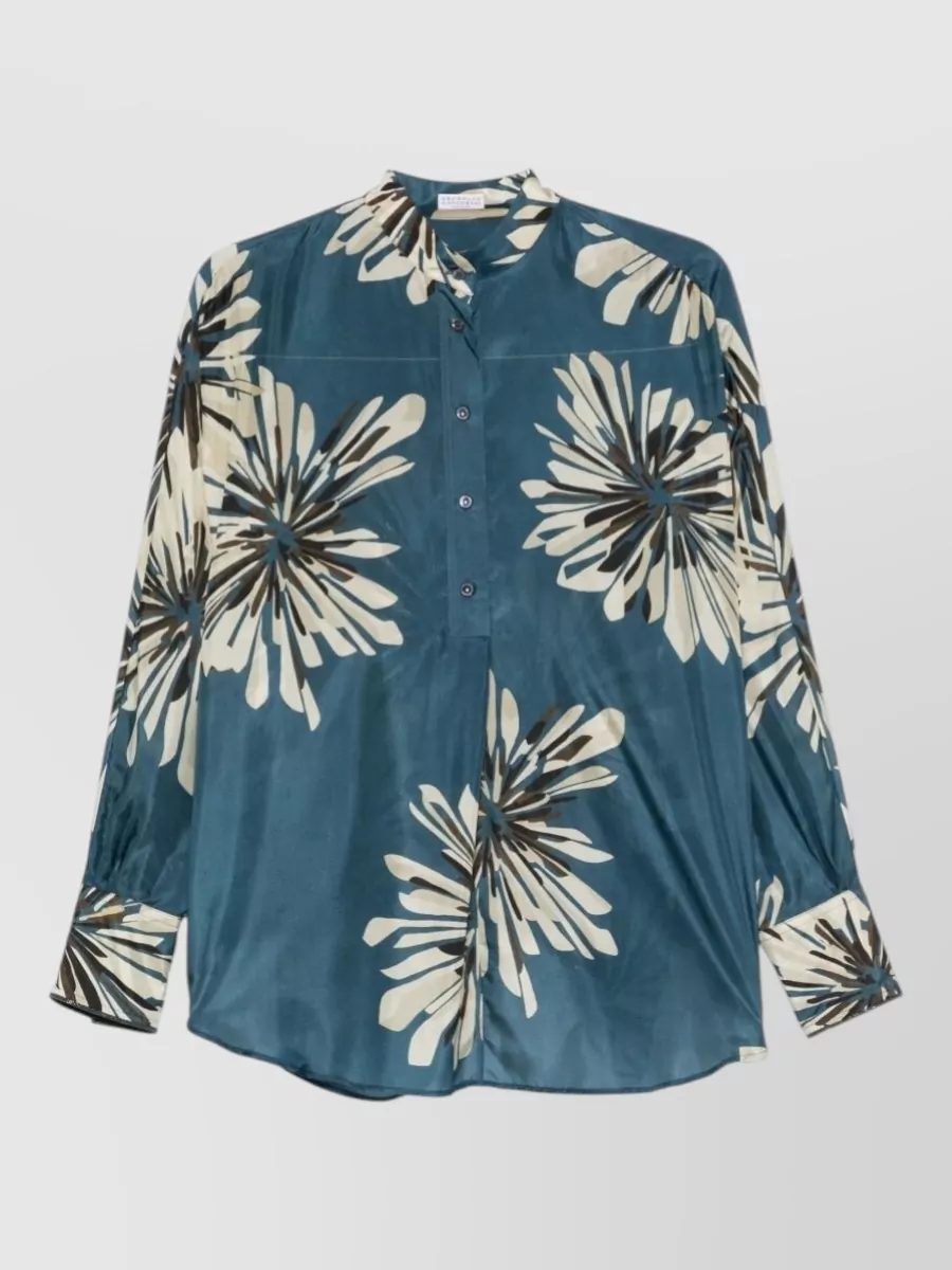 Brunello Cucinelli Floral-Print Silk Shirt