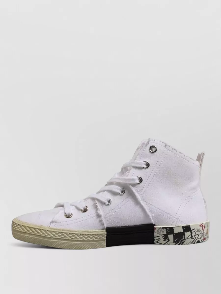 Maison Margiela Cotton Lace-Up Mid-Top Sneakers