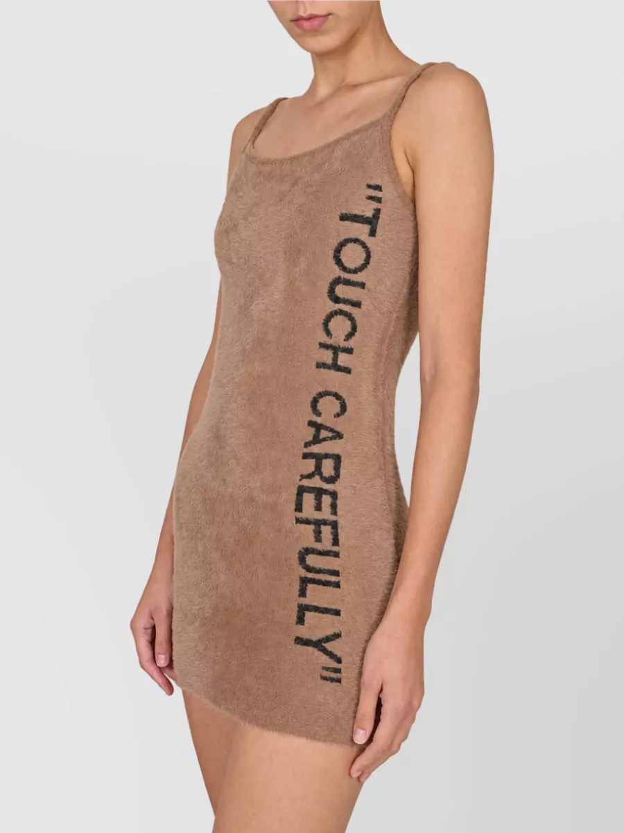 Off-White Fuzzy Logo Mini Dress